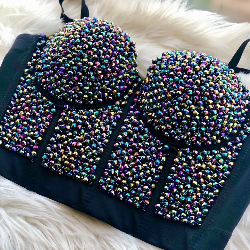 Beaded cropped corset